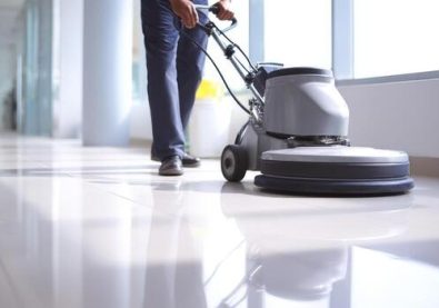 floor-maintenance-professional-cleaner-buffing-and-polishing-tiled-hallway-floor-with-machine-for-hygiene-and-upkeep-photo